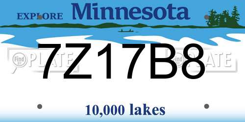 7Z17B8 Minnesota License Plate