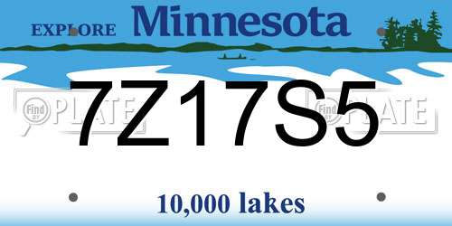 7Z17S5 Minnesota License Plate