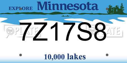 7Z17S8 Minnesota License Plate