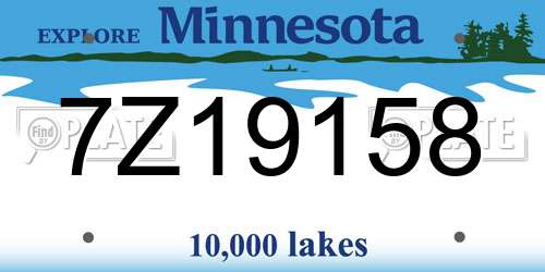 7Z19158 Minnesota License Plate