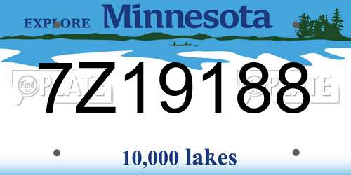 7Z19188 Minnesota License Plate