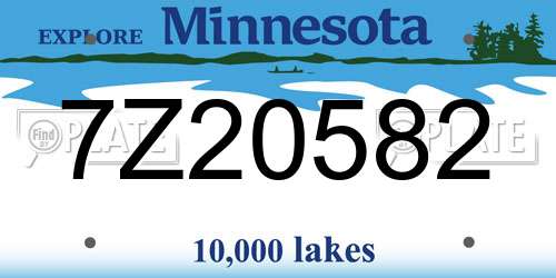 7Z20582 Minnesota License Plate