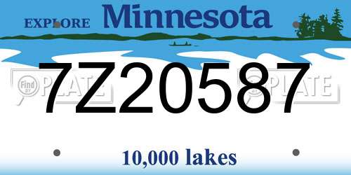 7Z20587 Minnesota License Plate