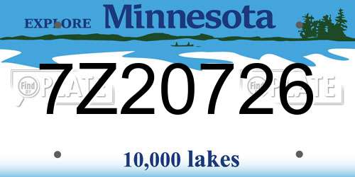 7Z20726 Minnesota License Plate