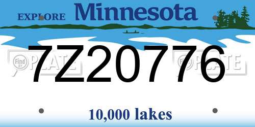 7Z20776 Minnesota License Plate