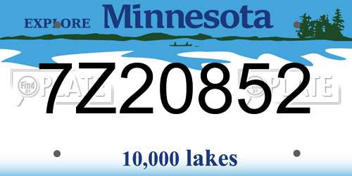 7Z20852 Minnesota License Plate