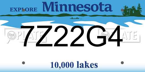 7Z22G4 Minnesota License Plate