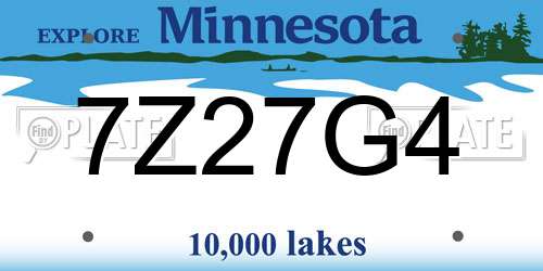 7Z27G4 Minnesota License Plate