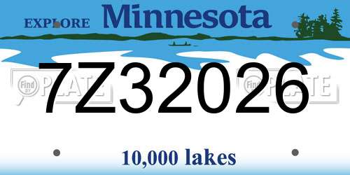 7Z32026 Minnesota License Plate