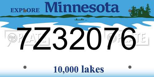 7Z32076 Minnesota License Plate