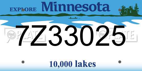 7Z33025 Minnesota License Plate
