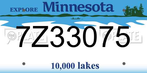 7Z33075 Minnesota License Plate