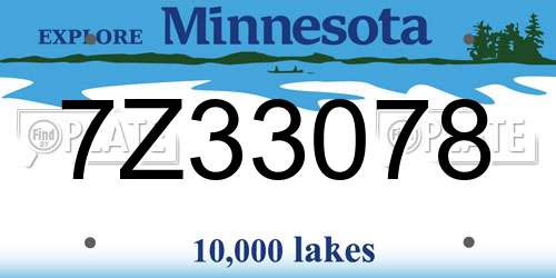 7Z33078 Minnesota License Plate