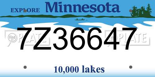 7Z36647 Minnesota License Plate