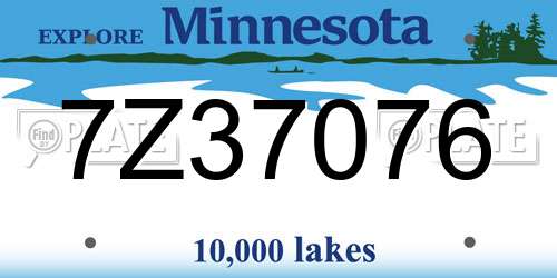 7Z37076 Minnesota License Plate