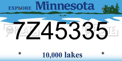 7Z45335 Minnesota License Plate
