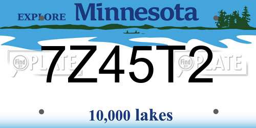 7Z45T2 Minnesota License Plate