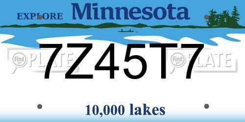 7Z45T7 Minnesota License Plate