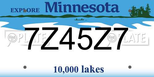 7Z45Z7 Minnesota License Plate