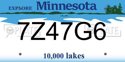 7Z47G6 Minnesota License Plate