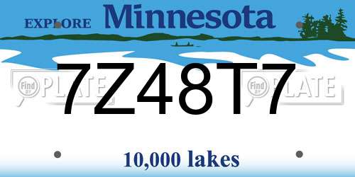 7Z48T7 Minnesota License Plate