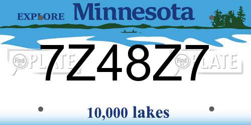 7Z48Z7 Minnesota License Plate