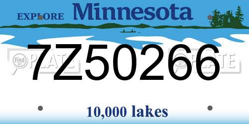 7Z50266 Minnesota License Plate