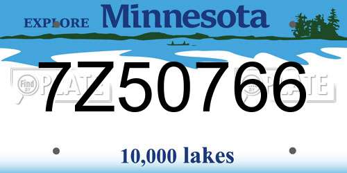 7Z50766 Minnesota License Plate