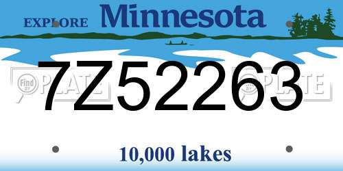 7Z52263 Minnesota License Plate