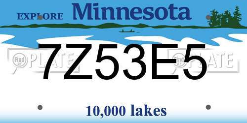 7Z53E5 Minnesota License Plate