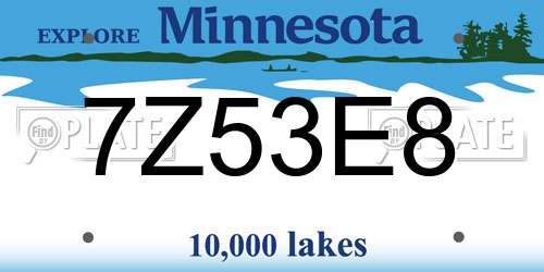 7Z53E8 Minnesota License Plate