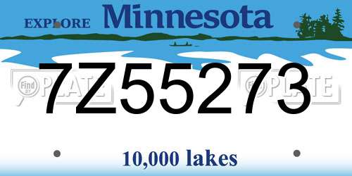 7Z55273 Minnesota License Plate