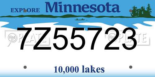 7Z55723 Minnesota License Plate