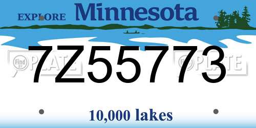 7Z55773 Minnesota License Plate