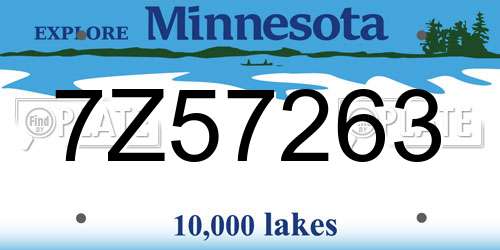 7Z57263 Minnesota License Plate