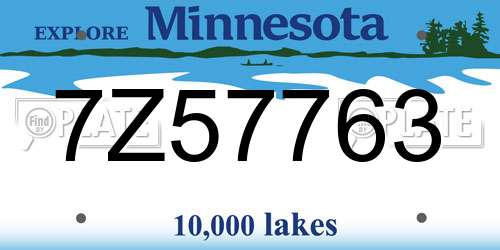7Z57763 Minnesota License Plate