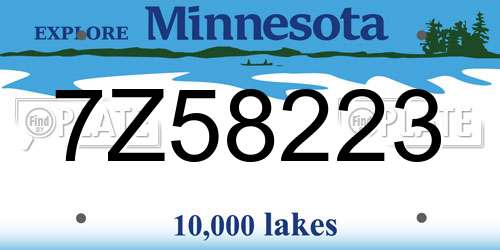 7Z58223 Minnesota License Plate