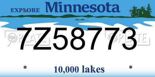 7Z58773 Minnesota License Plate