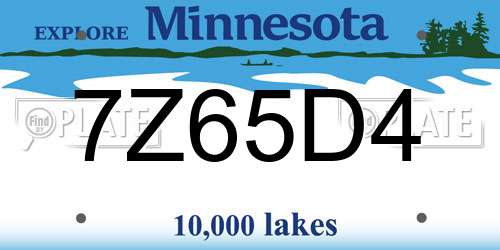 7Z65D4 Minnesota License Plate