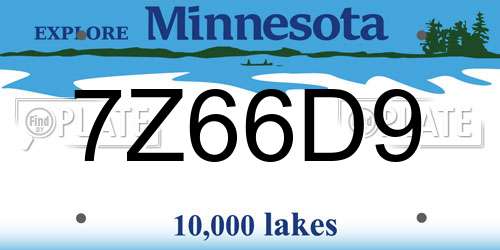 7Z66D9 Minnesota License Plate