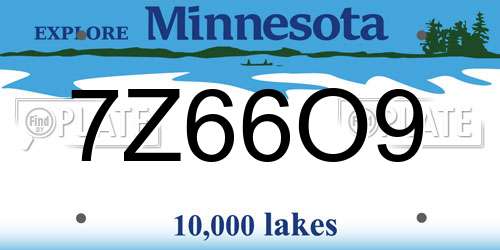 7Z66O9 Minnesota License Plate