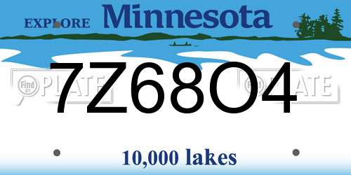 7Z68O4 Minnesota License Plate