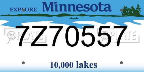7Z70557 Minnesota License Plate