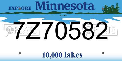 7Z70582 Minnesota License Plate