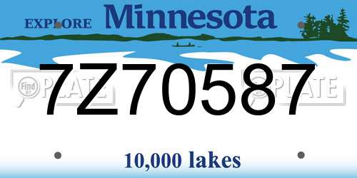 7Z70587 Minnesota License Plate