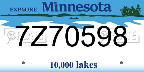 7Z70598 Minnesota License Plate