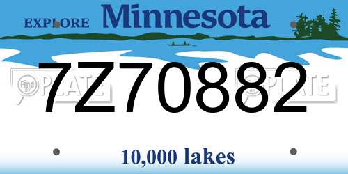 7Z70882 Minnesota License Plate