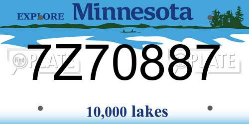 7Z70887 Minnesota License Plate
