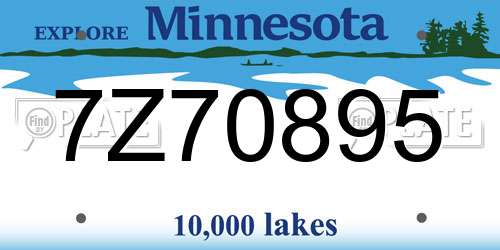 7Z70895 Minnesota License Plate