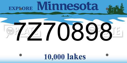 7Z70898 Minnesota License Plate